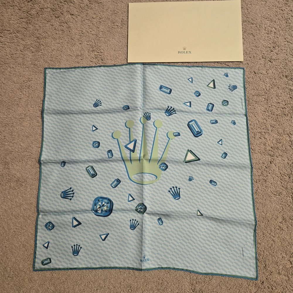 Rolex Blue and Green Patterned Scarf
